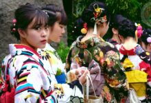 Девушки в кимоно