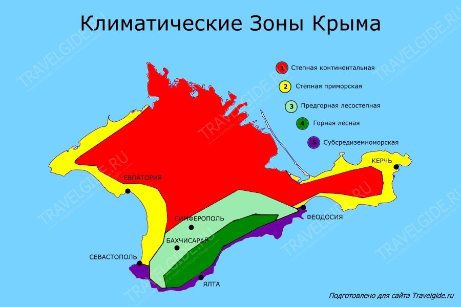 Map of climate zones of Crimea