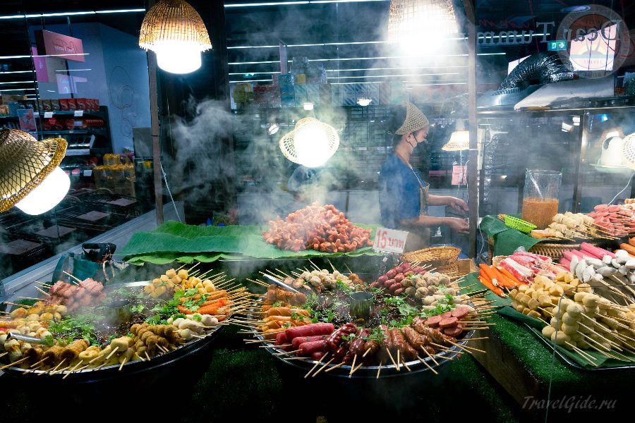 Variety of cheap food on the streets of Thailand