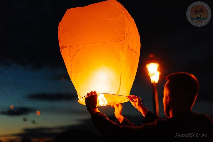 Launch a lantern in Thailand