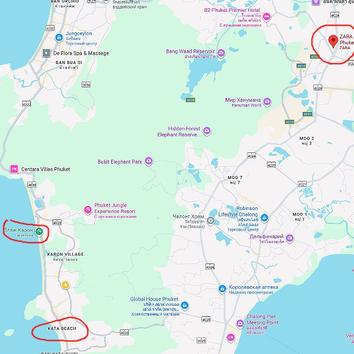  Zara на карте Пхукета